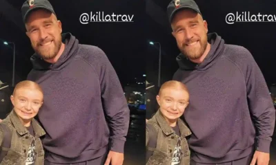 Travis Kelce is BACK in the United States after Taylor Swift Bahamas vacation as he poses for a picture with a young fan in Cleveland