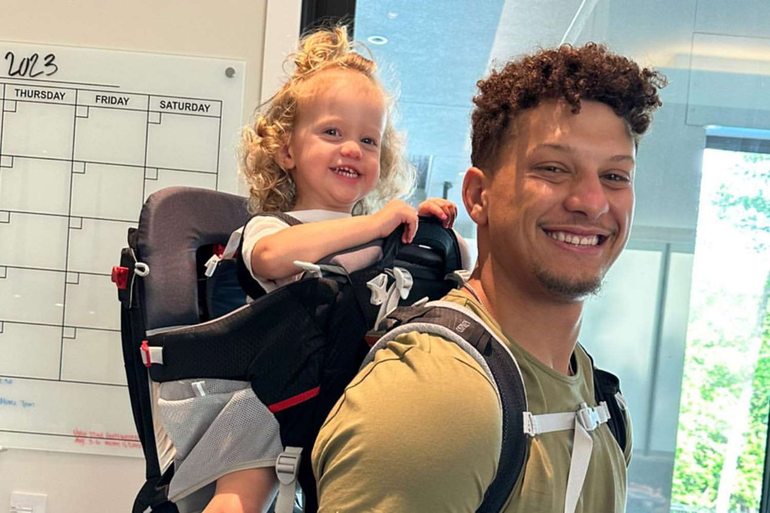 Patrick Mahomes Wears Daughter Sterling in Hiking Backpack as Family Prepares for Trip: We're Ready.....