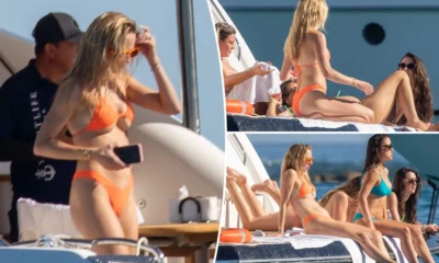 Patrick Mahomes' wife Brittany flashes major underboob in tiny orange bikini on a private yacht while enjoying a girls' trip to Cabo San Lucas; Patrick Mahomes' wife left little to the imagination