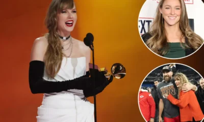 After winning the fourth album of the year and revealing her upcoming album, Kylie Kelce melts hearts by showing her love for Taylor Swift. ''I wish i was there to express my feelings for you''. The pop star shared the exciting news while accepting the award for best pop vocal album