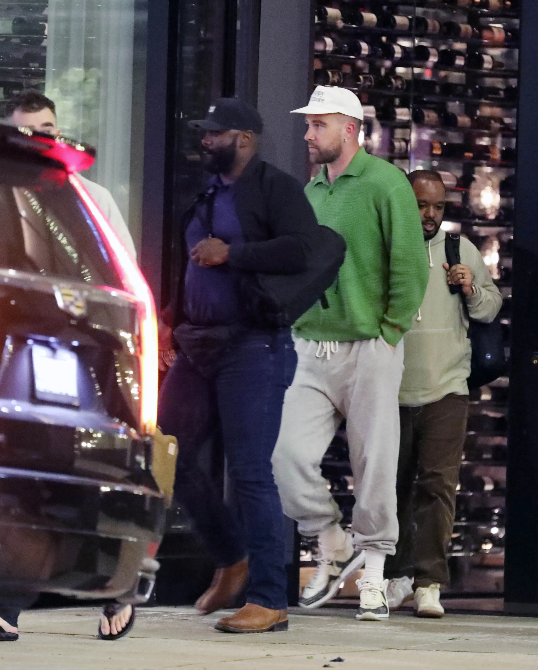 The Kelce brothers were photographed reuniting in Los Angeles for a dinner night after Travis Kelce’s romantic getaway with girlfriend Taylor Swift.