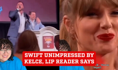 Taylor Swift is annoyed with Travis Kelce's antics, according to a lip-reader; Kelce's 'Viva Las Vegas' chant leaves Taylor Swift unimpressed