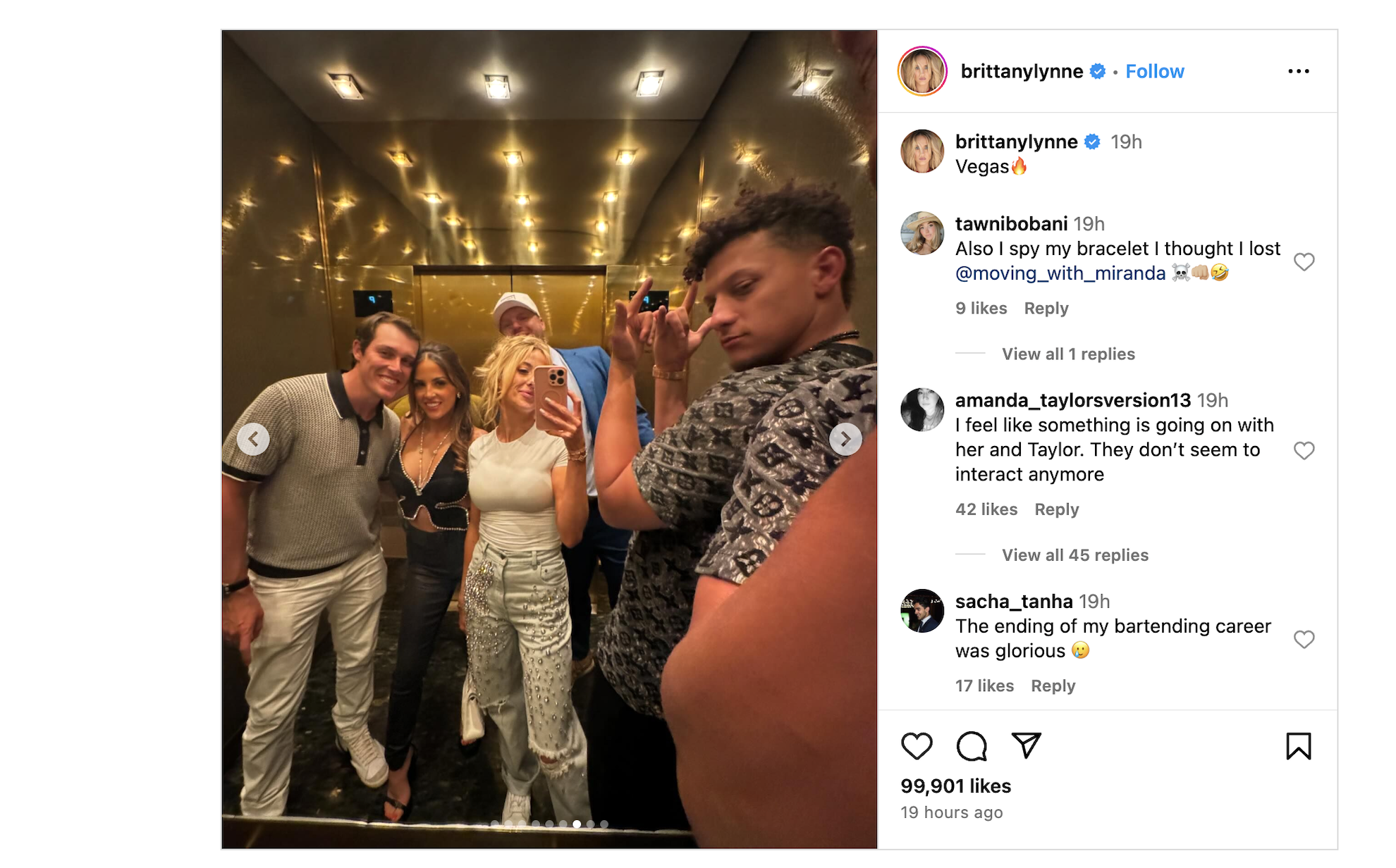 Brittany Mahomes has shared highlights from her husband Patrick Mahomes' weekend-long charity event in Las Vegas with her Instagram followers.