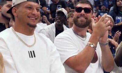 Kansas City Chiefs superstars Travis Kelce and Patrick Mahomes sat courtside for Game 3 of the Western Conference finals of the NBA playoffs on Sunday