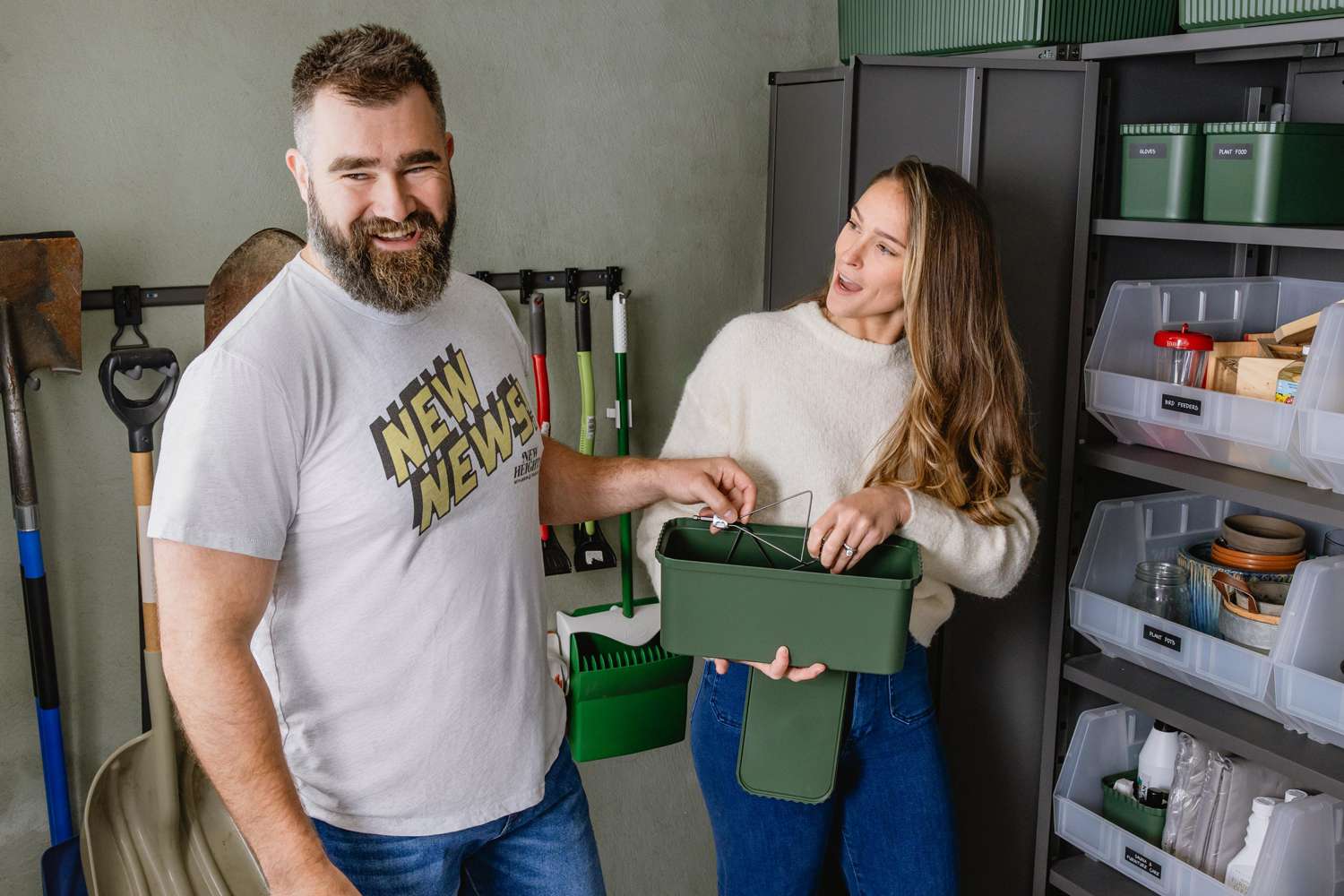 Jason and Kylie Kelce are unveiling their garage after a much-needed makeover, in which they took their garage from what the NFL alum called a “Kelce landfill” to a functional space that serves their family of five.