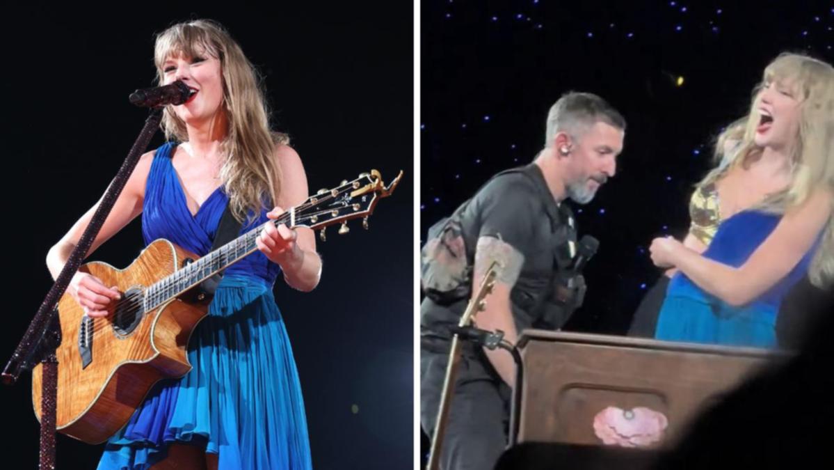 She can do it with a broken heart — or a tricky dress: During her Sunday Eras Tour show in Stockholm, Sweden, Taylor Swift appeared to have a minor wardrobe malfunction in between songs.