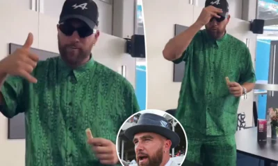 Travis Kelce is continuing his whirlwind event-filled weekend at the Formula 1 Miami Grand Prix; Kelce, 34, was spotted rocking a matching green outfit, sunglasses and a backwards black Alpine Racing baseball hat at the Miami International Autodrome ahead of the race.