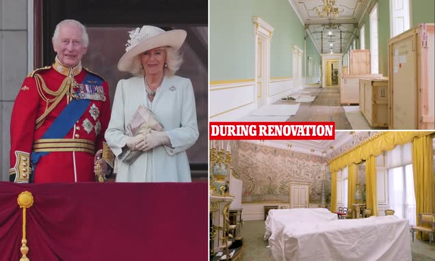 EXCLUSIVE: Inside Buckingham Palace's £369million renovation: How 190miles of electrical cables and 40,000 floorboards in the East Wing were replaced in six-year refurbishment