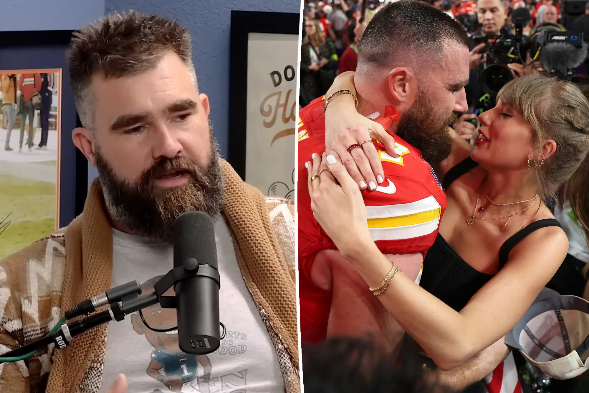 Jason Kelce doesn't think his brother Travis can be a 'normal person' amid Taylor Swift's 'crazy' level of fame