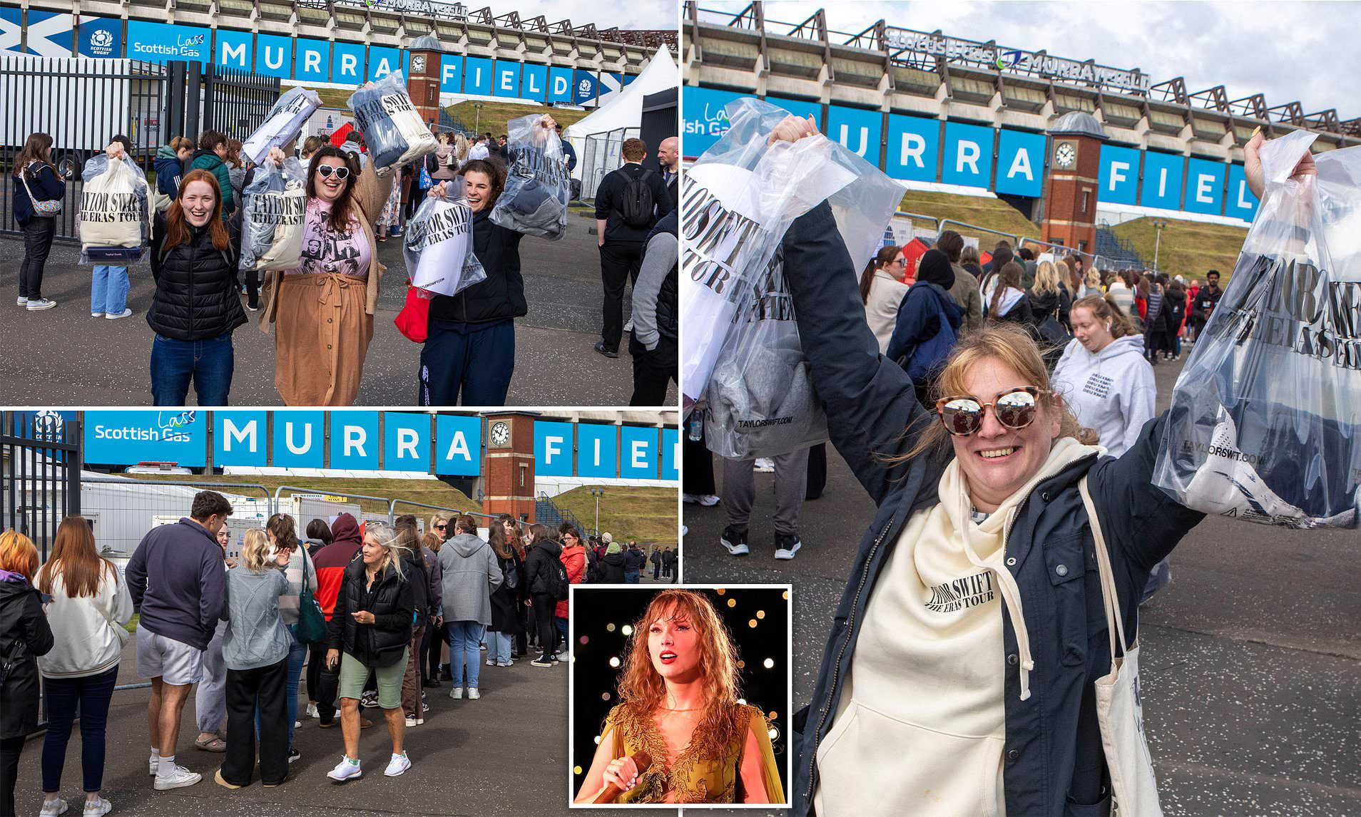 WATCH: Swiftmania takes over Scotland: Taylor Swift fans skip work and queue hours for merch, sell out hotels and even rename a beauty spot after the star ahead of her first show in Edinburgh on record-breaking Eras Tour