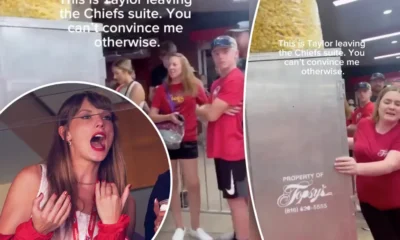 Taylor Swift fans are convinced pop superstar left Travis Kelce's suite in a POPCORN MACHINE... as video from the stadium shows adoring supporters shouting: 'That's her! She's in there!'