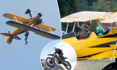 WATCH: Terrifying Moment Tom Cruise hangs off the side of a plane for his latest daredevil stunt while filming scenes for Mission Impossible